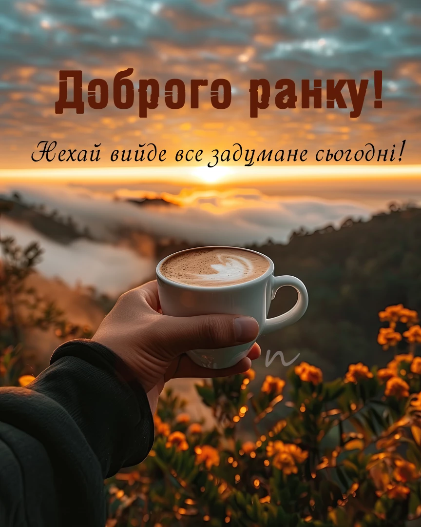 Пожелания с добрым утром ⏰🥱 8/10 на украинском языке, открытка 78