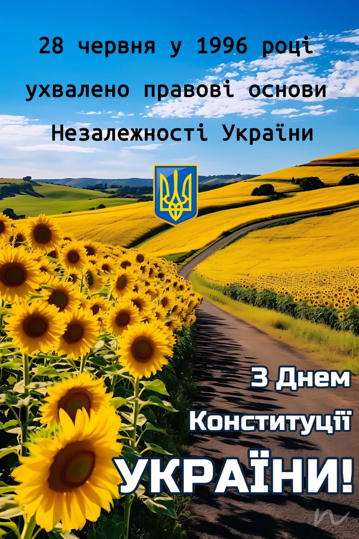 Привітання з Днем Конституції України 📖 2/9, листівка 18